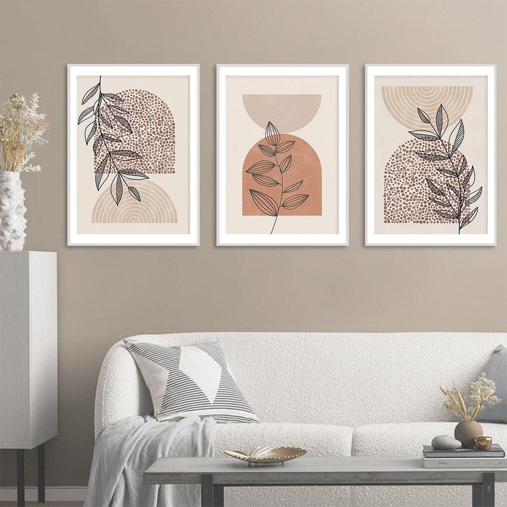 Abstract Lines Art Prints Boho Plant Leaves Wall Pictures Beige Posters Nordic Modern Canvas Painting Living Room Decor Painting