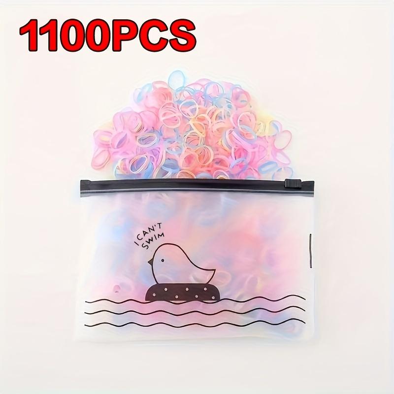 

Набор из 1100 маленьких резинок конфетных цветов с сумкой для хранения. Простые высокоэластичные резинки для волос. Милые мини-скранчи для волос 1100pcs