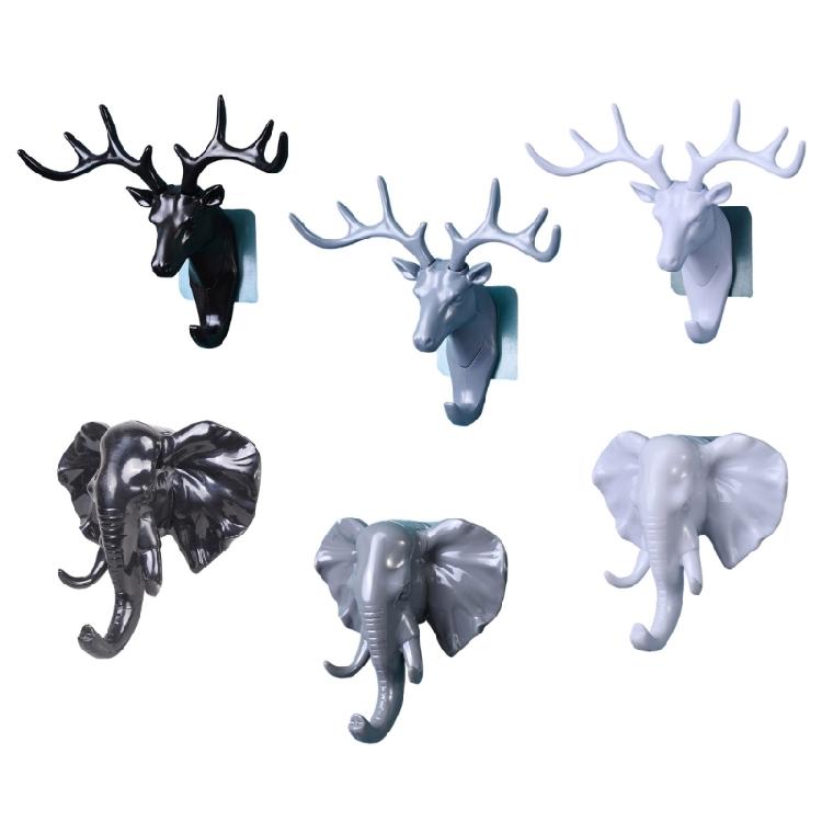 Elephant Deer Adhesive Wall Hanger Plastic Decorative Hook For Entryway Organization Gift Ready Home Accessory