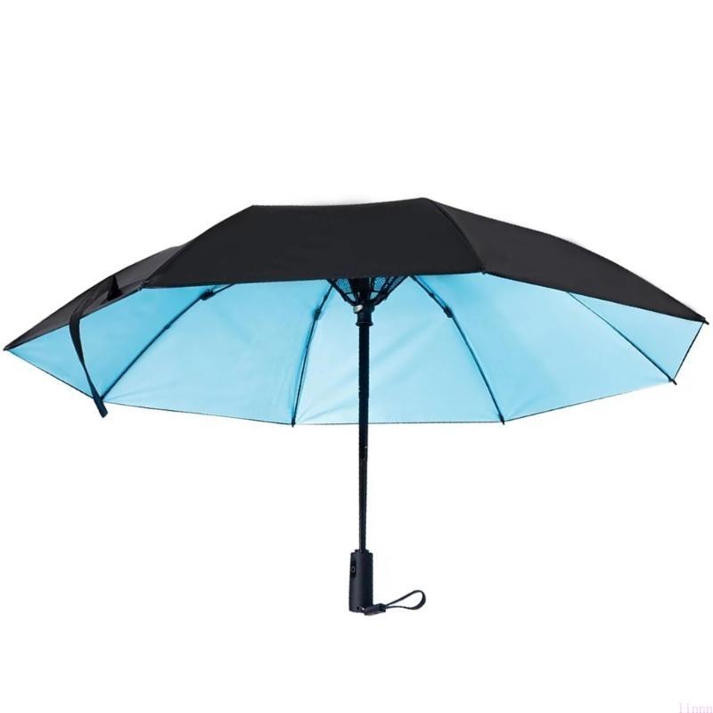 USB Rechargeable Sunshade Umbrellas with Integrated Fan and Two Functionality for Rain and