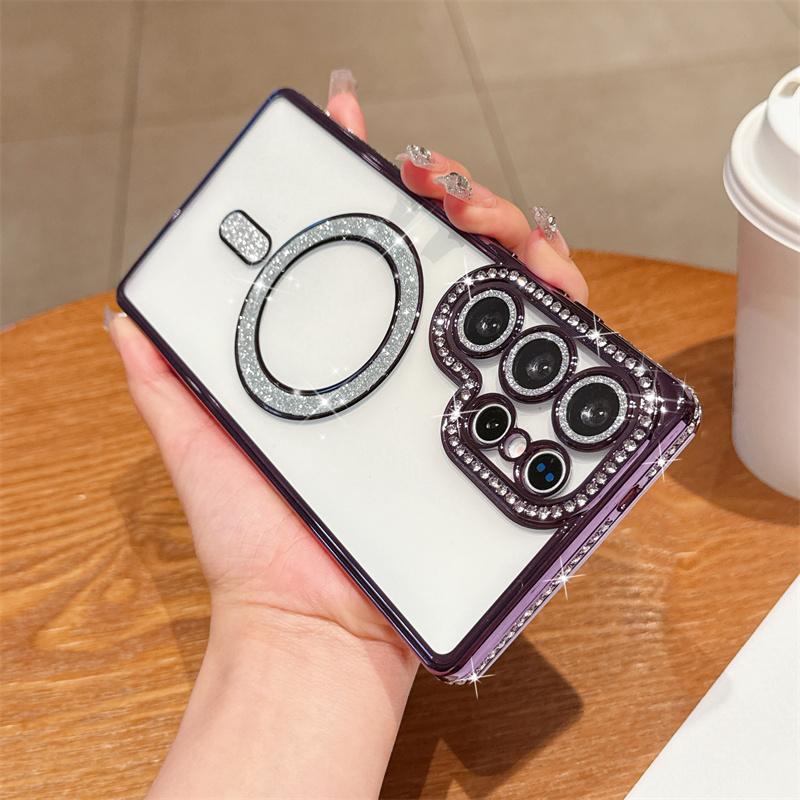 For Samsung A56 A36 A26 A16 A55 A35 A25 A15 A05 Crystal Diamond Clear Case Bling Sparkly Magsafe Magnetic Wireless Charging Case