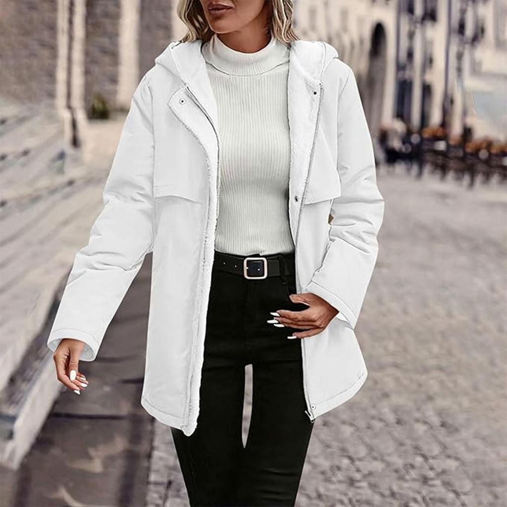 Damen Fleecegefütterte Jacke Zip Up Hoodie Jacken Lässig Langärmlig Knopfmantel Herbst Winter Mäntel