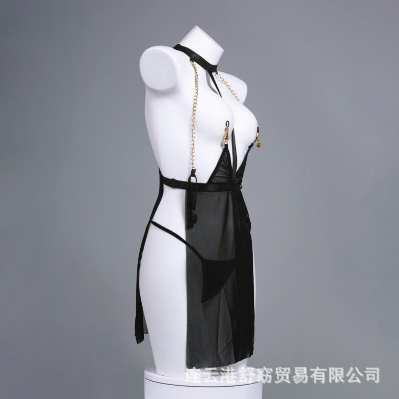 Sex Underwear Sexy Hollow Breasts Passion Bed Robe Mesh Perspective Uniform Temptation Sex Dress