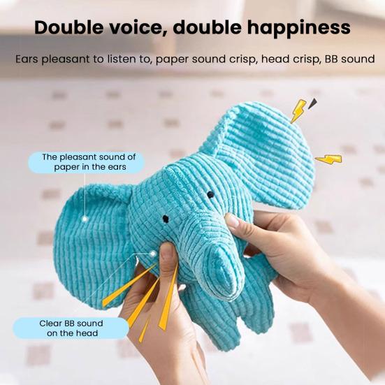Dog Interactive Plush Toy Indestructible Stuffed Elephant Squeaky Wild Goose Puppy Teething Toy for Aggressive Chewers Stress Anxiety Relief