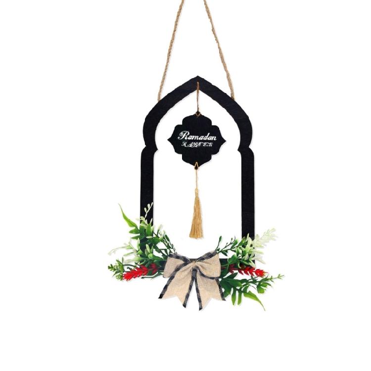 Religious Holiday Decoration Cultural Event Ornament Elegant Wood Moon and Star Hanging Pendant for Home and Mosque Use