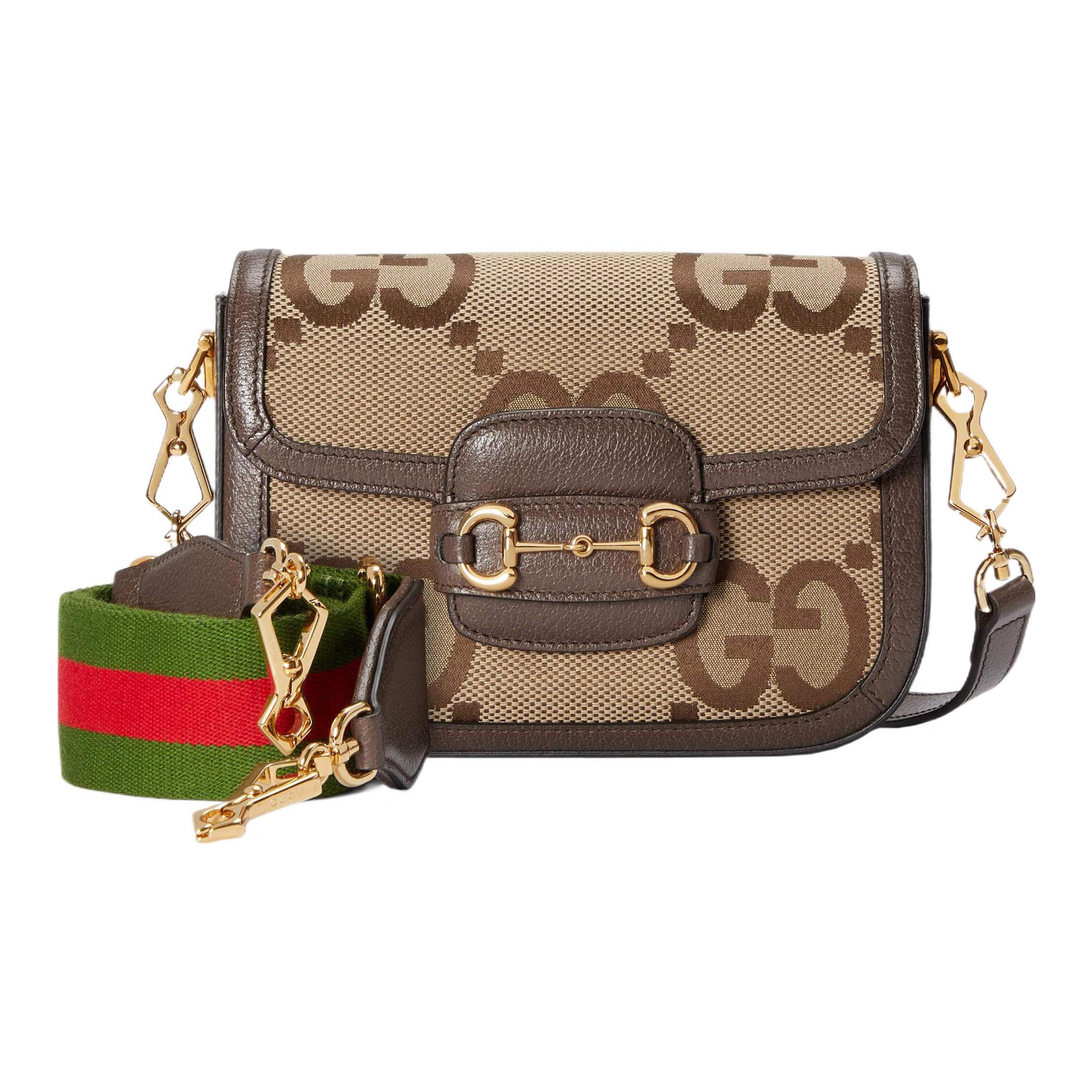 

Gucci Horsebit 1955 Jumbo GG Mini Shoulder Bag Beige Brown Canvas Trim Web Strap Crossbody Handbag for Women Daily Commute 658574-UKMDG-2570 Basic Set (Bag+Dust Bag)
