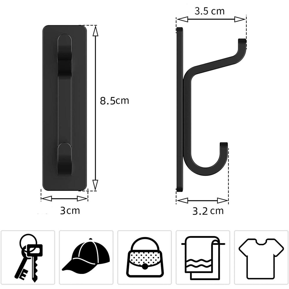 Ganchos Autoadhesivos, Extra Pegajosos y Fuertes, Cuelgan Hasta 6KG, Adhesivos de Alta Resistencia, Gancho sin Clavos para Detrás de la Puerta, Negro, Paquete de 4