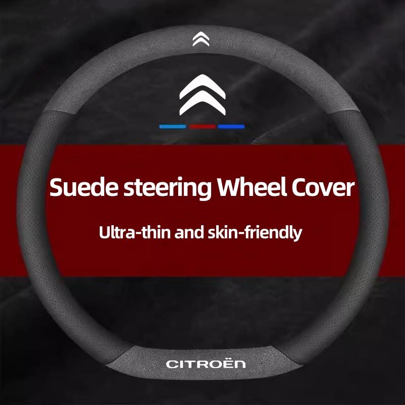 For Citroen C1 C2 C3 C4 C5 C6 VTS DS3 Xsara C-Crosser Berlingo Jumpy Breathable Suede Car Steering Wheel Cover Auto Accessories aog123