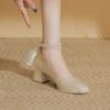 Thick heel high heels wedding shoes women's high heels bride shoes spring new shoes Mary Jane women's shoes square head single shoes