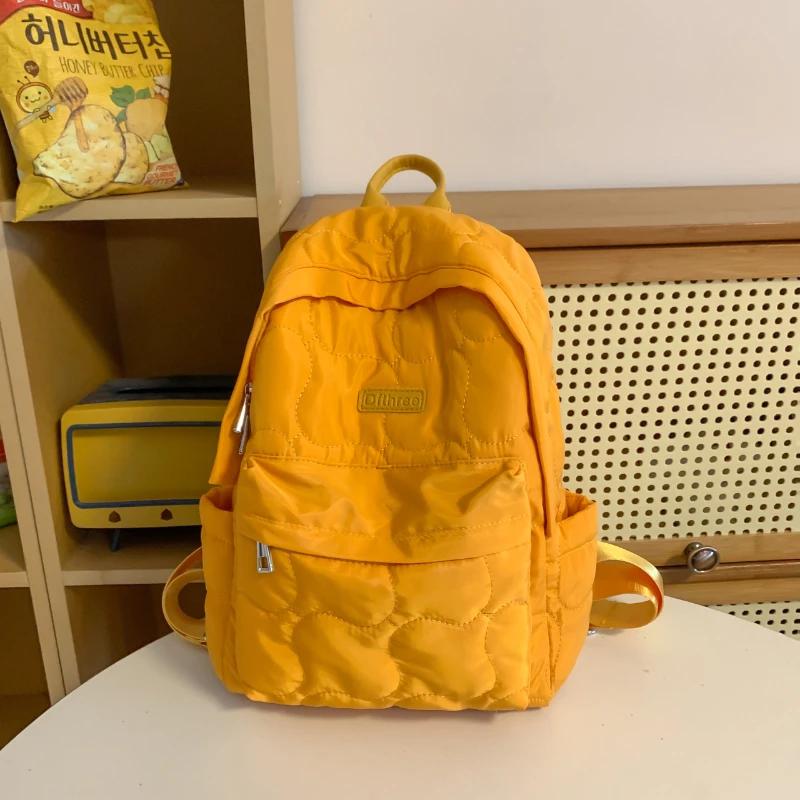 Solid Casual Women's Backpacks Inner Pocket with Zipper Soft Handle Nylon Backpacks Inner Compartment