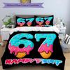 3PC Custom Name Dessert Number Celebration Bedding Set Printed Bedding Set Duvet Cover Closure Includes 1 Duvet Cover & 144 Pillowcases for Bedroom