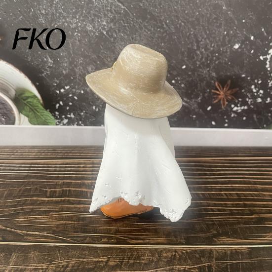 Weiße Geisterdekoration Halloween Cowboy-Statue, Gruselige Harzfigurine, Westliche Tischdekoration Skulptur mit Stiefel und Hut für Kaminsims, Etagen