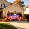 7x16 FT Halloween Garage Door Cover, Large Banner Backdrop with Full Moon, Ha...