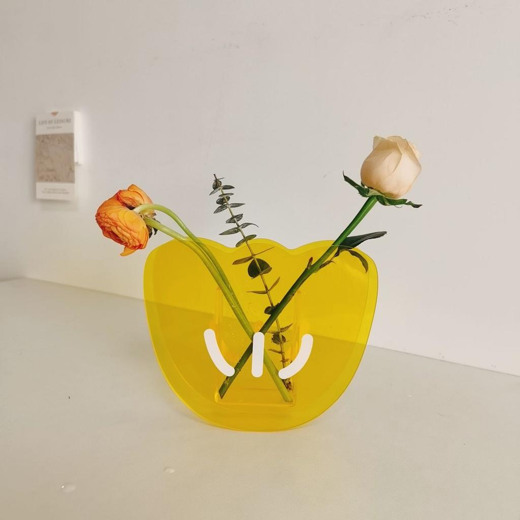 Ins-Stil Acrylvase Kreative Kunst Wellige Blume Hydroponische Blumenanordnung Tischdekoration Transparente Vase