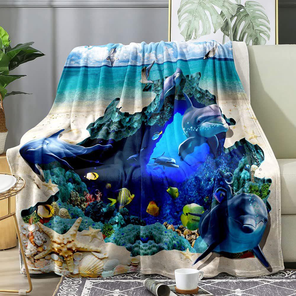 Cartoon tropische Fische digital bedruckt Polyester Schlafzimmer Samt Flanell Decke Vlies weiche Sofadecken für Betten