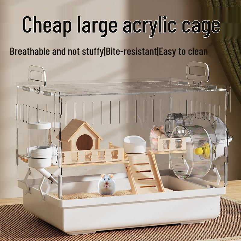 Jaula de Acrílico de Lujo para Hámster: Villa Grande, Transparente, Anti-Mordeduras para Hámsteres Dorados