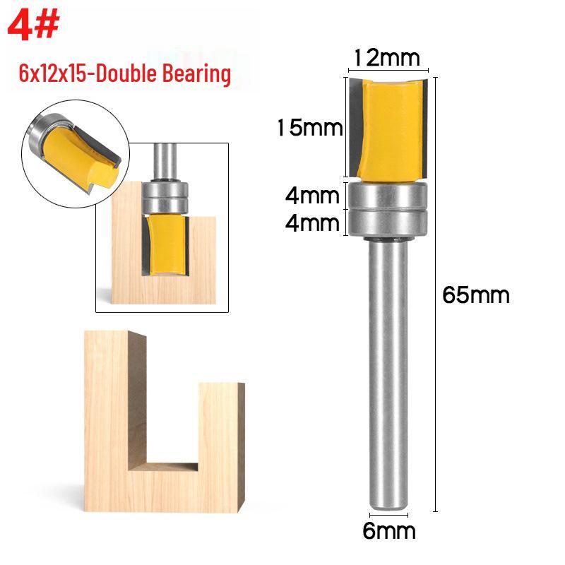 6-Pattern Guide Trim Router Bit with Bearing for Woodworking