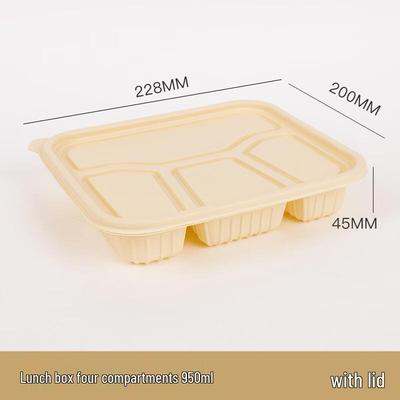 950ml 4-Compartment Disposable Corn Starch Lunch Box (50-Pack)