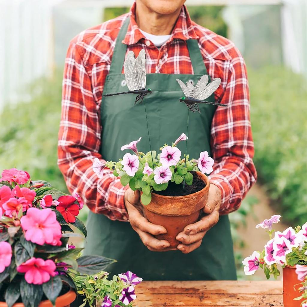 10 Pcs Decorative Stakes, Lifelike 3D Big Dragonflies PVC Dragon Fly Garden Stake for Indoor Outdoor Yard Balcony Plant Flower Pot Decor