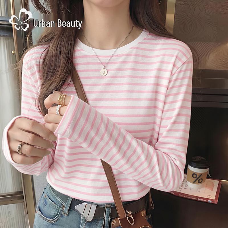 Urban Beauty Snowflake Cotton Striped Long Sleeve T-Shirt M