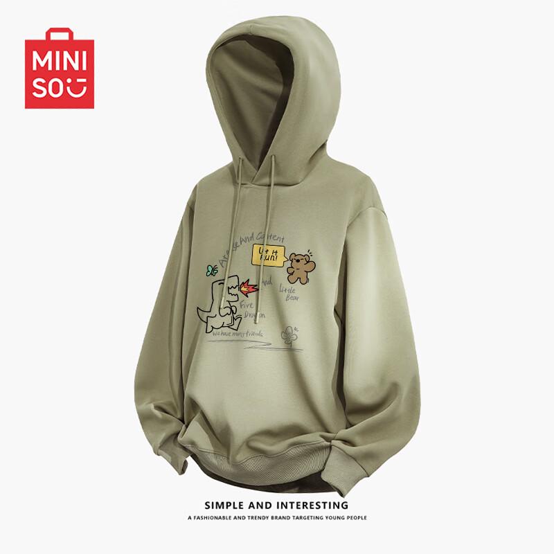 MINISO Herren 330g Schwergewicht Bedrucktes Kapuzensweatshirt