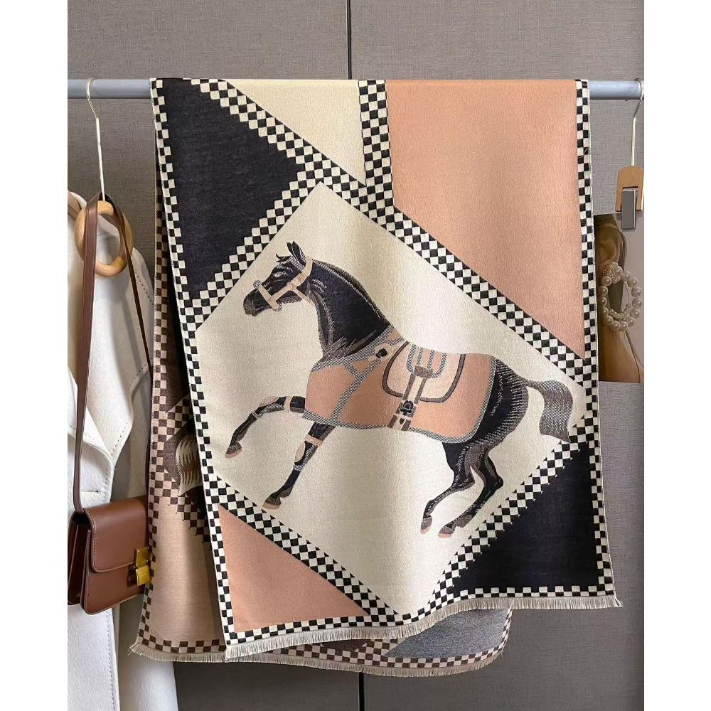 Autumn And Winter Women'S Imitation Cashmere Thermal Scarf Animal H Carriage Elegant Thermal Air Conditioner Shawl Scarf