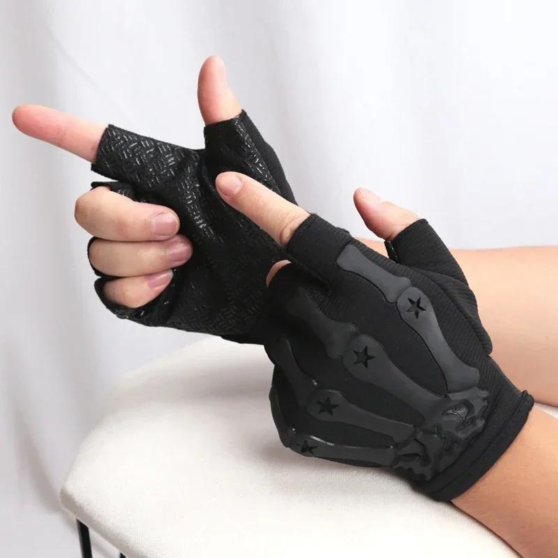 Men Cycling Gloves Outdoor Sports Fingerless Motorcycle Gloves High Elastic Non-slip Bike Glove Black Riding Work Mitten Guantes