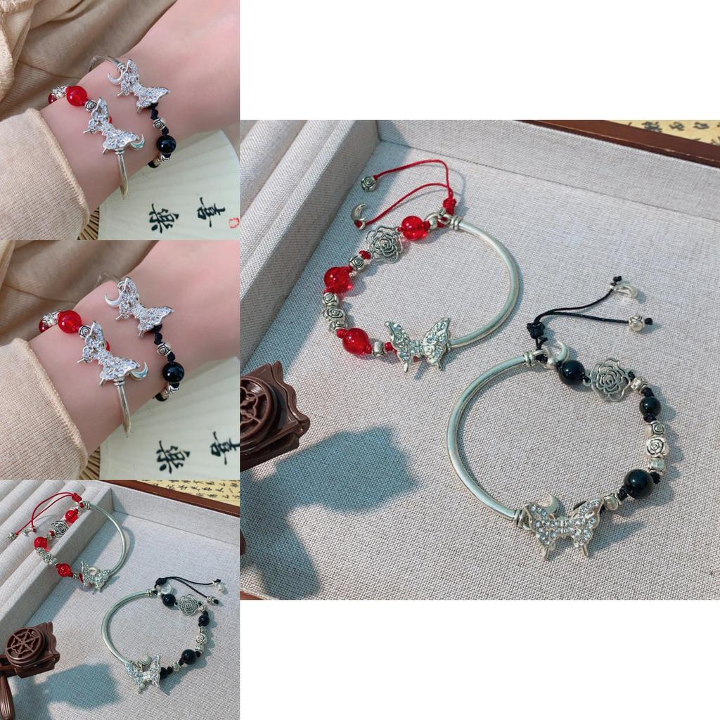 Exquisite Rose Butterfly Bracelet Womens Luxury Chic Design Vintage Style