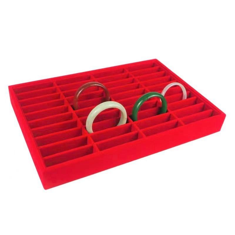 Stylish Velvet Bangle Tray With 40 Slot Inserts Display Stand For Watchbracelet Holder Case Jewelry Display Storage Rack