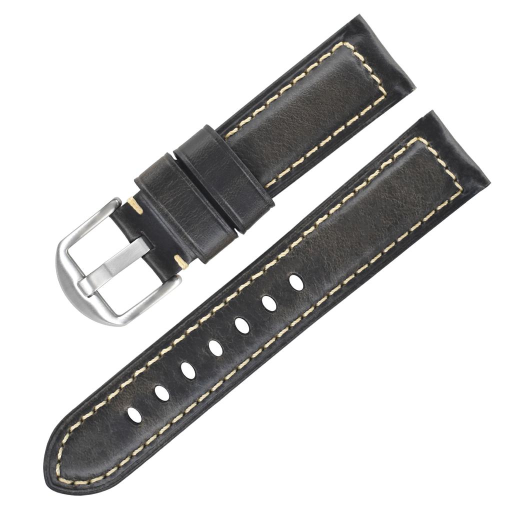 First Layer Genuine Cowhide Oil Wax Leather Business Watch Strap 18mm to 26mm Replacement for Cartier Watch Durable Wristband Accessory