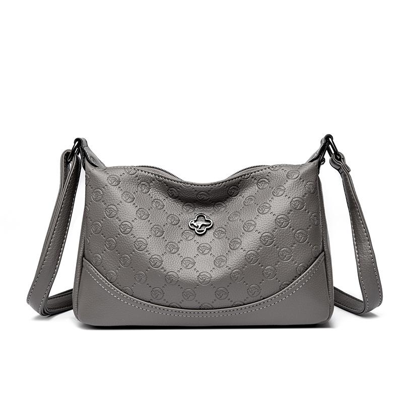 

Embossed Crossbody Bag Women s Single-shoulder Bag Middle-aged Women s Mother Bag темно-сірий
