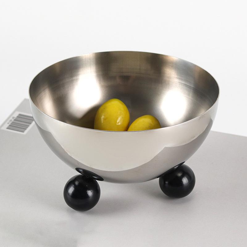 Creative Metal Semicircle Three-legged Fruit Plate, Light Luxury Dining Table Decorations, Designer Model Room, Coffee Table, Snack Plate, Accessories