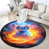 Cosmic Cat Round Area Rug,Carpet Rug for Living Room Bedroom Sofa Playroom Decor,Non-slip Floor Mat