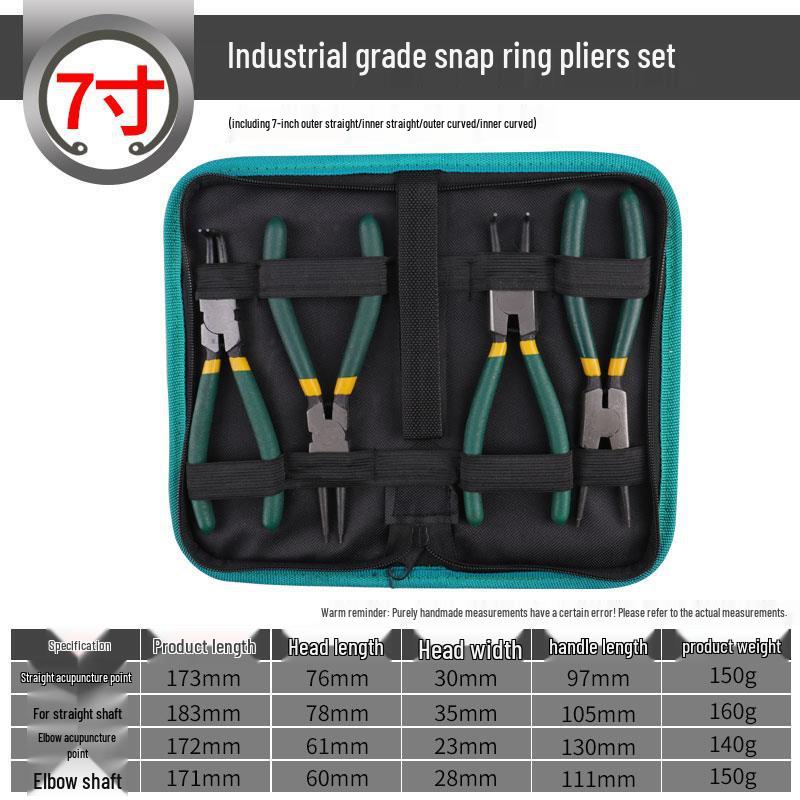 7-Inch Multifunctional Snap Ring Pliers for Internal/External Use: Yellow Handle - Ideal for Small Retaining Rings with Straight Jaw Design