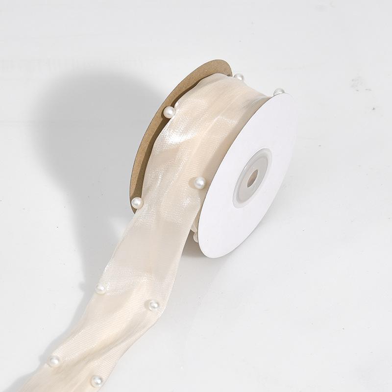 Elegant Pearl Hibiscus Satin Flower Cake Bag Decoration Bow Hair Clip Ties Floating Ribbon Ribbon DIY Material Ribbon Crafts Making Ribbons