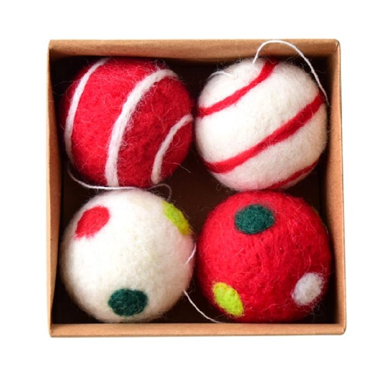 Set Of 4 Winter Snowflake Wool Felt Decoration Colorful Christmas Tree Decoration With Secure Hanging Ropes