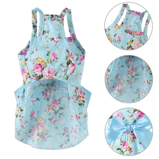 Pet Clothes - Flower Print Cotton Cute Pet Dress Cat Dog Costume Outfit Clothes