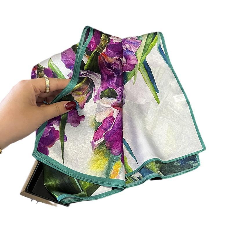 100% Natürlicher Echter Seidenschal Damen Print Bandana Quadratische Schals Wickeltuch Halstuch Maulbeere Frühlingsmode Luxus Hohe Qualität Hijab