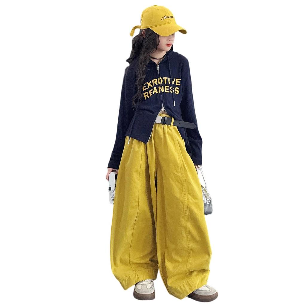 Herbst 2025 Mädchen Dopamin-Set: Stilvolles Langarmhemd & lässige Hose für große Mädchen