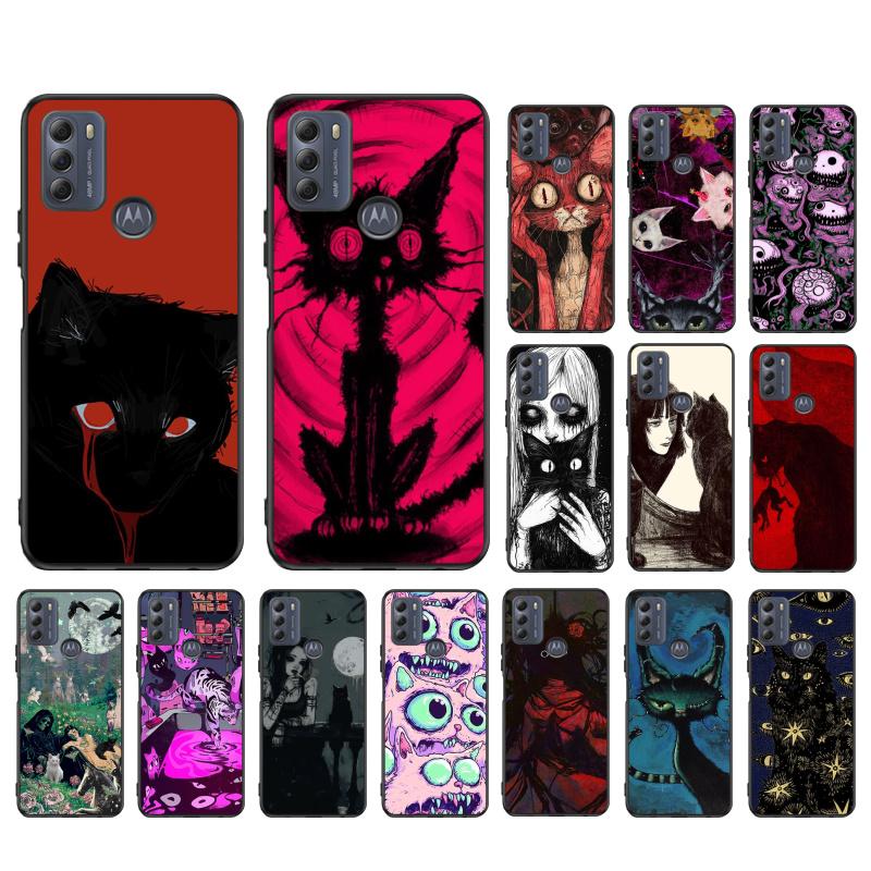 Black Cat Art Phone Case For Moto G86 G85 G75 G15 G05 G56 G72 G53 G54 G84 G60 G31 G32 G24 G 5G G Play