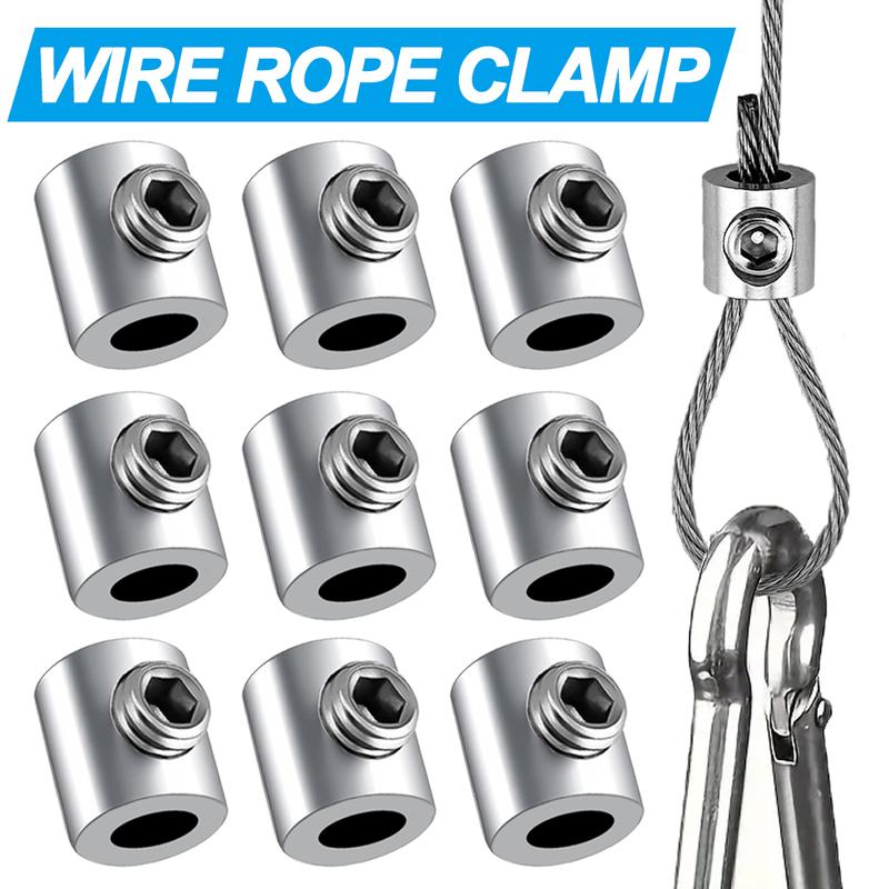 10pcs For 2mm Wire Rope Clamp  Copper Suspension Clips Single Hole Retainer Clip Adjustable Screw Fixing Hardware Accessories