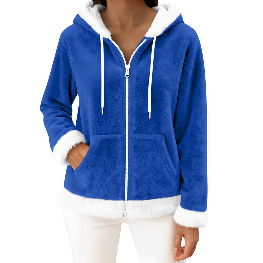 Moteriškas kasdienis madingas ilgomis rankovėmis užsegamas vilnos kardiganas su gobtuvu