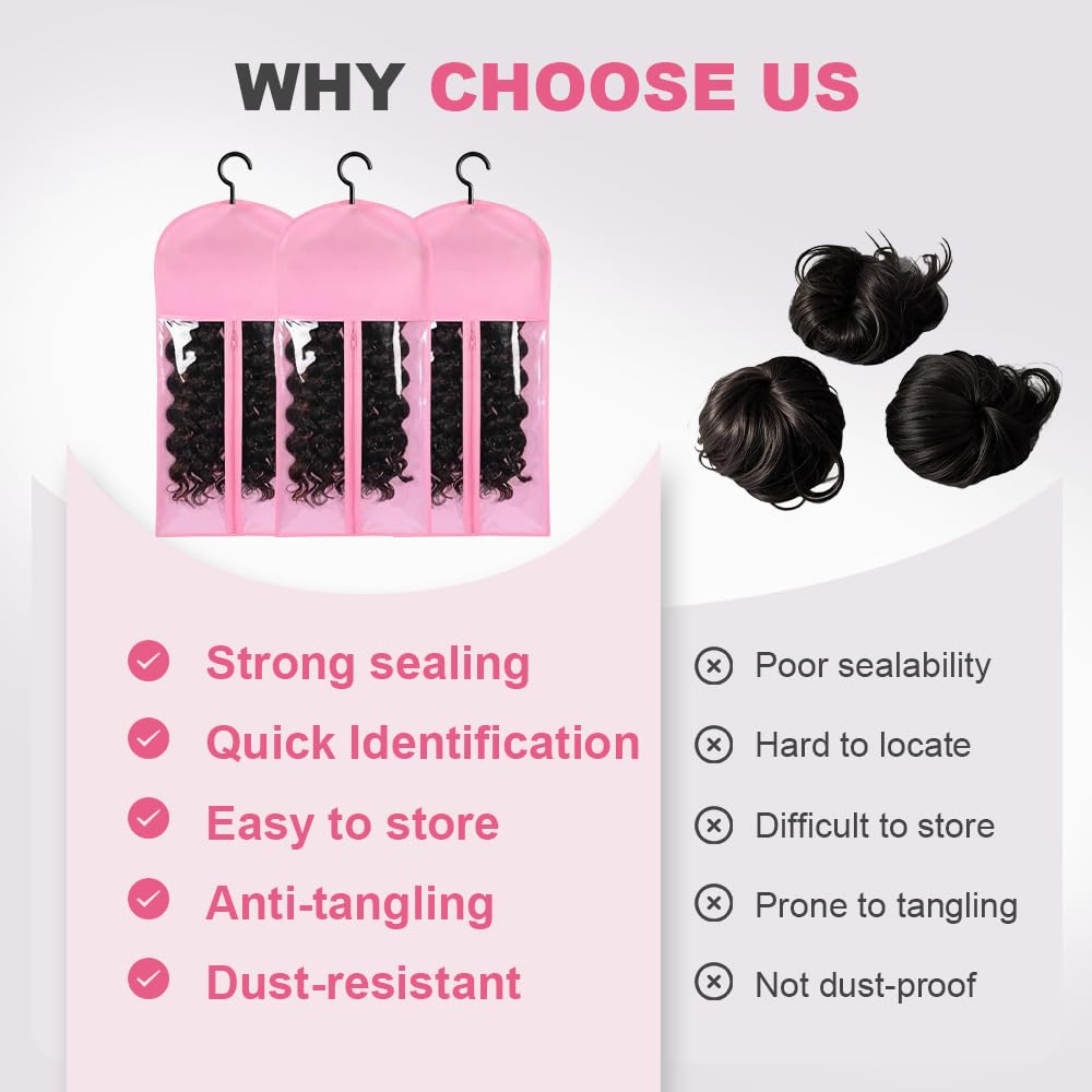Wig Storage Bags with Hanger, 2025 Upgrade Wig Storage for Multiple Wigs, Dust-Proof Wigs Organizer Bag for Home Travel Use (Black)