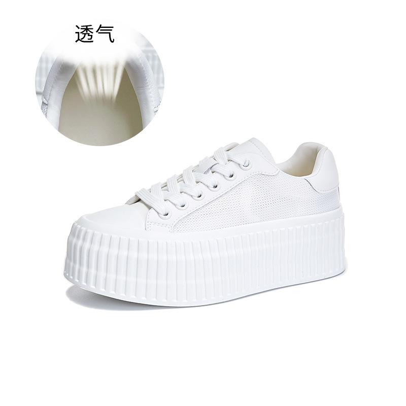 

Leather little white shoes women s 2025 summer new muffin thick baseplate shoes casual breathable and comfortable women s shoes versatile single shoes 40 білий