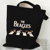 Cartoon Beagle Dog Print Canvas Tote Bag Fashion Animal Shoulder Shopping Bag for Men Women Teens