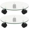 VidaXL Rolling Plant Stands 2 Pcs Tempered Glass 28 Cm Round