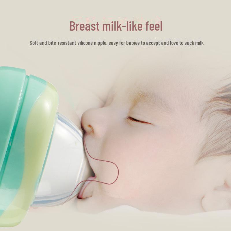 Biqin Cartoon Wide-Mouth Baby Feeding Bottle with Handle
