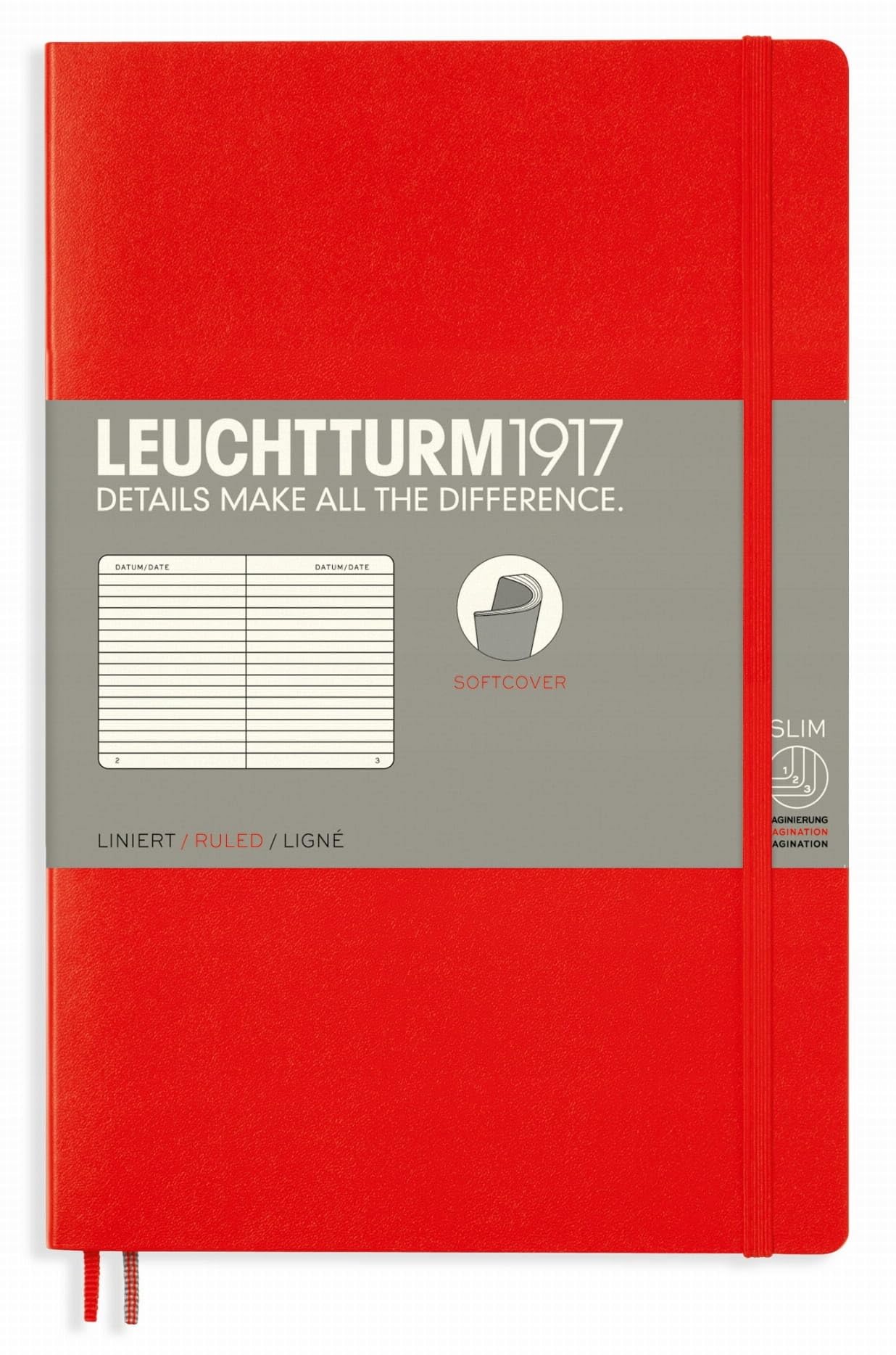 LEUCHTTURM1917 Notebook B6 Lined Softcover Red 358296