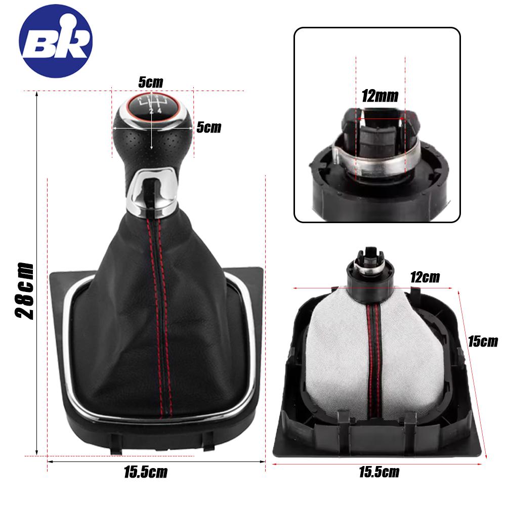 High-quality 5/6 Speed Car Accessories Gear Shift Knob Leather Manual Stick HandBall For VW Golf 5/6 MK5 MK6 Scirocco(2009)