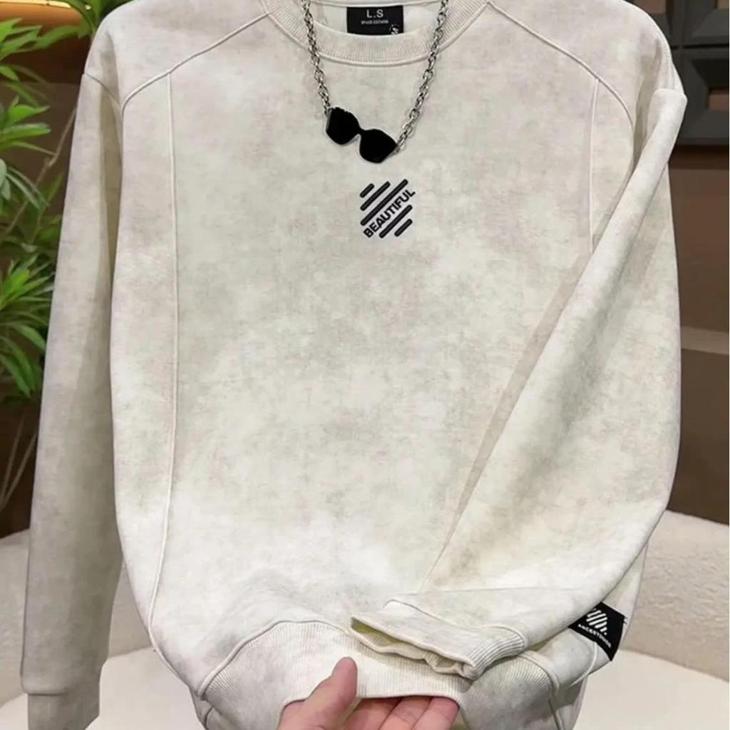 Men's Trendy Korean Style Letter Embroidery Hoodie - Autumn/Winter Cool Fashion Round Neck Long Sleeve Top.